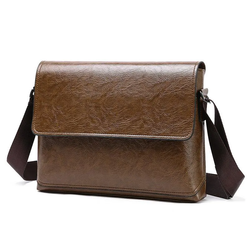 Briefcases Men's Leather Bag 2021 Business Casual Pu Shoulder Diagonal Cross Multi-function Solid Color Briefcase246g