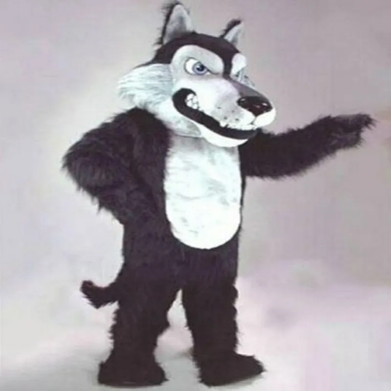 Costumes de mascotteHalloween Fuisuit longue fourrure loup mascotte Costume costume fête jeu robe tenues publicité carnaval noël pâques adultes