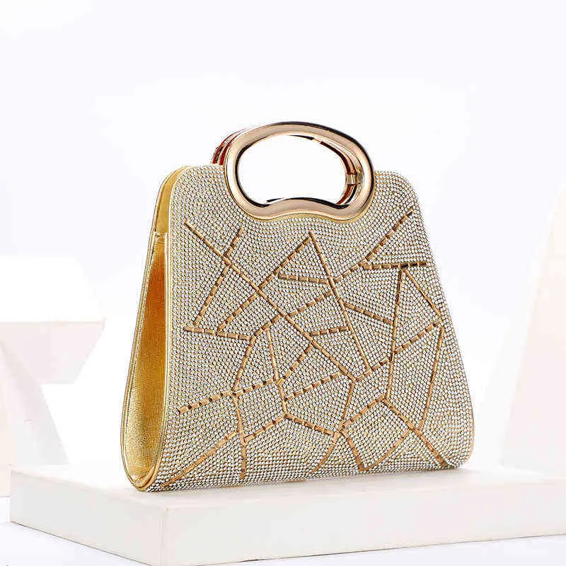 Borsa da sera borse da sera NXY donna Borse da festa di nozze con strass in vetro argento dorato Pochette in cristallo 220210