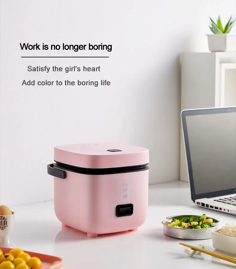 1 2L Mini Electric Rice Cooker 2 Lager Uppvärmning av mat Ångbåt Multifunktion Måltid Matlagningspott 1-2 People Lunch Box263R