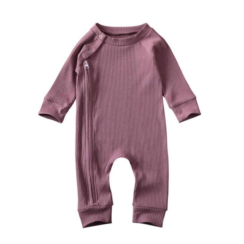 Neonato Neonato Ragazza Pagliaccetto Tutina Pantaloni Outfit Zipper Manica lunga 3-24M Tuta 2021 Brand New Onesie Onesie G1221