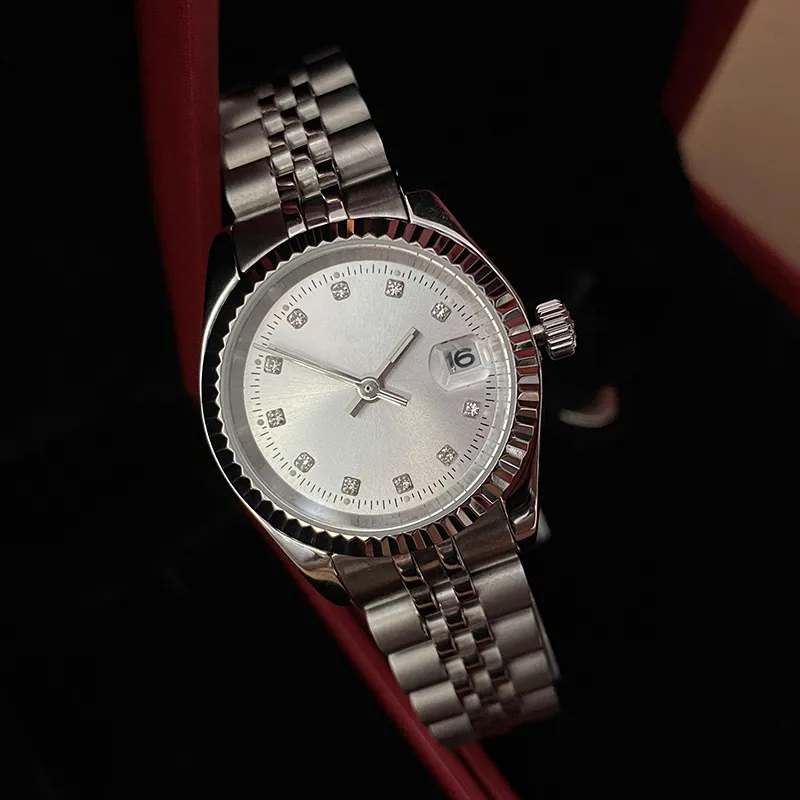 Women Dress Watches Full Rostly Steel 26mm Sapphire Ladies Silver Waterproof Luminous Watch Montres de Luxe Femme265U
