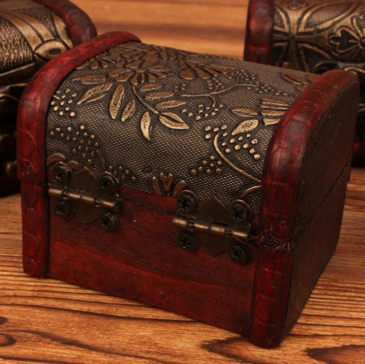 W stylu europejskim biżuteria Treasure klatka klatki piersiowej Podręcznik drewnianych pudełek do przechowywania pudełka retro naszyjnik kwiatowy Prezent 1925