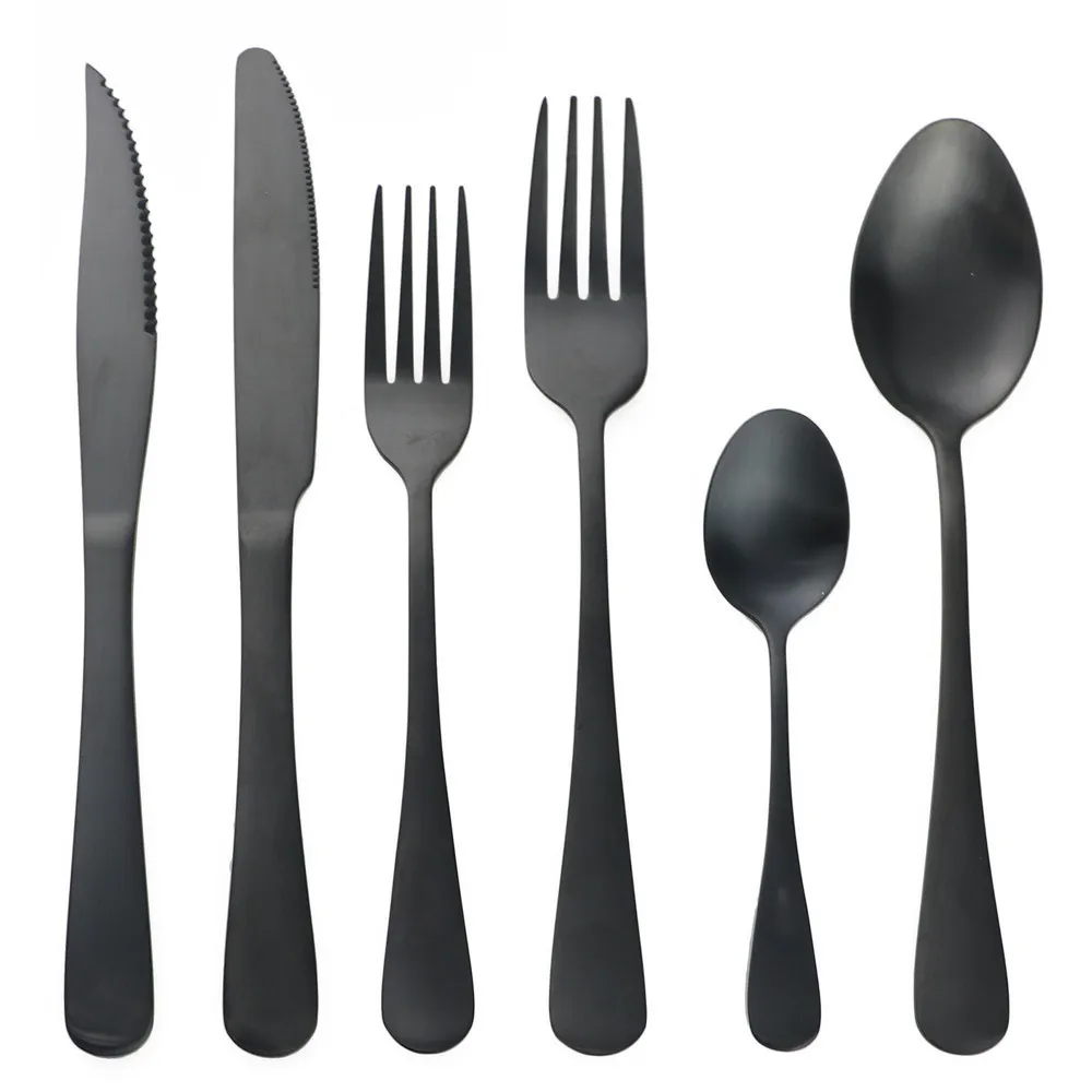 4/5/Matte Black Wedding Dinnerware Hotel Set Jantar Set Forks Steak Knife Table Utensílios Talheres Western Cutlery Sets 20116