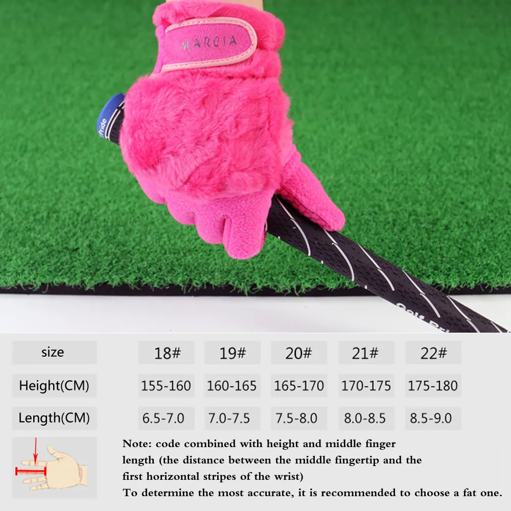 1 пара женских зимних перчаток для гольфа, противоскользящие теплые из искусственного кроличьего меха, подходят для левой и правой руки 201021167L