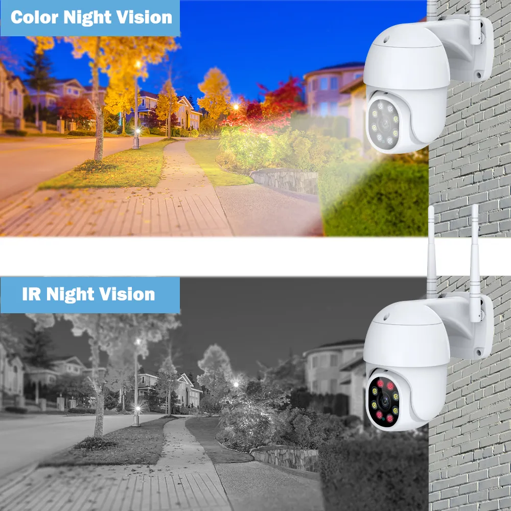 1080P HD IP-kamera Utomhus Smart Home Security CCTV-kamera WiFi Speed Dome-kameror PTZ 2MP Färg Night Vision