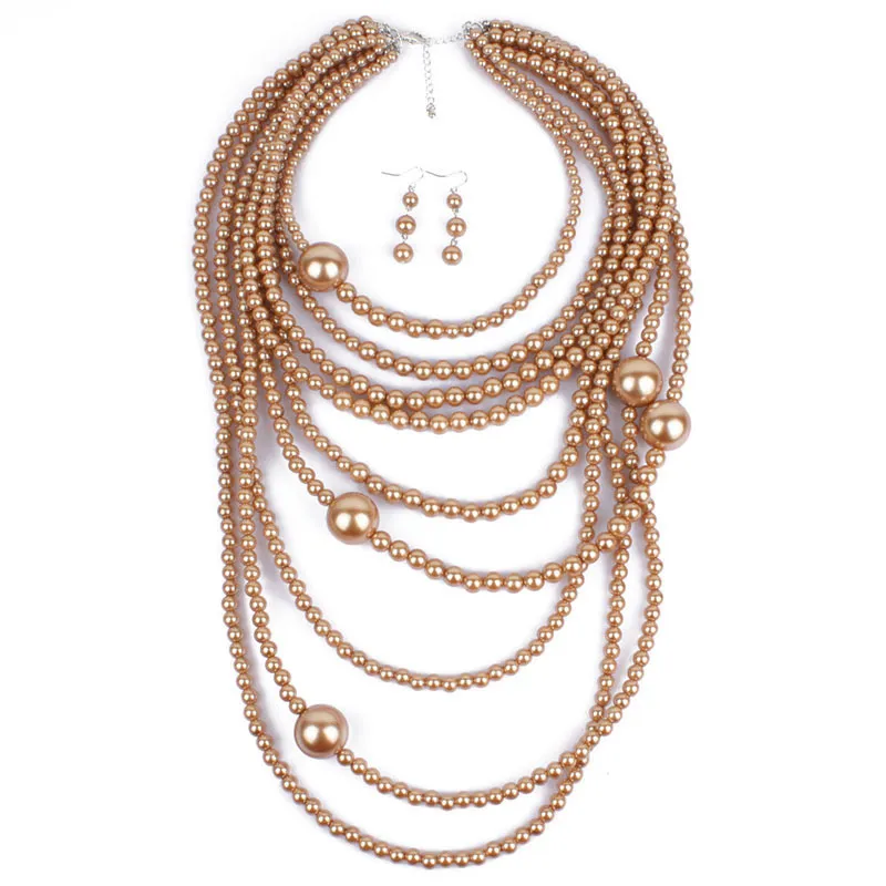 FY Europe and the United States fashion exaggeration multi-layer pearl necklace long sweater chain jewelry Y2007301656