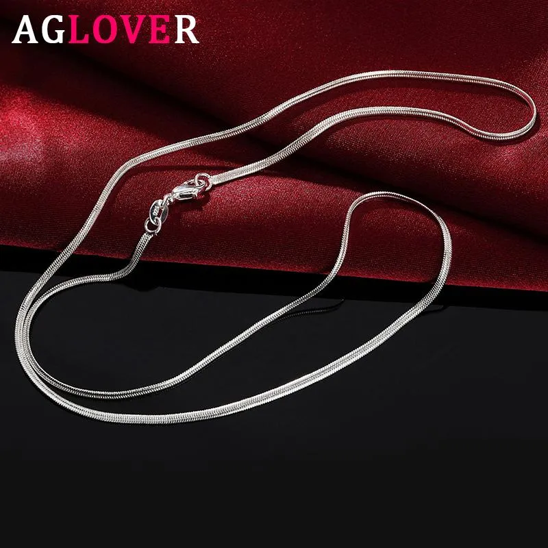 AGLOVER New 925 Sterling Silver 16 18 20 22 24 26 28 30 Inch 2mm Snake Chain Necklace For Woman Man Fashion Charm Jewelry Gift1273P