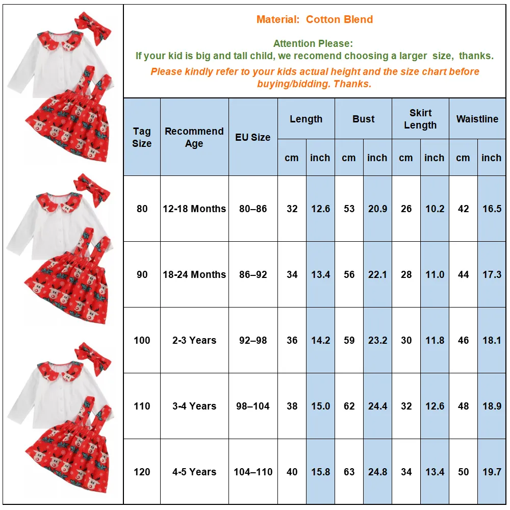 クリスマス幼児の赤ちゃん女の子鹿プリント長袖ロンパートップサスペンダースカートヘッドバンドセット姉妹ファミリーマッチング服lj201221