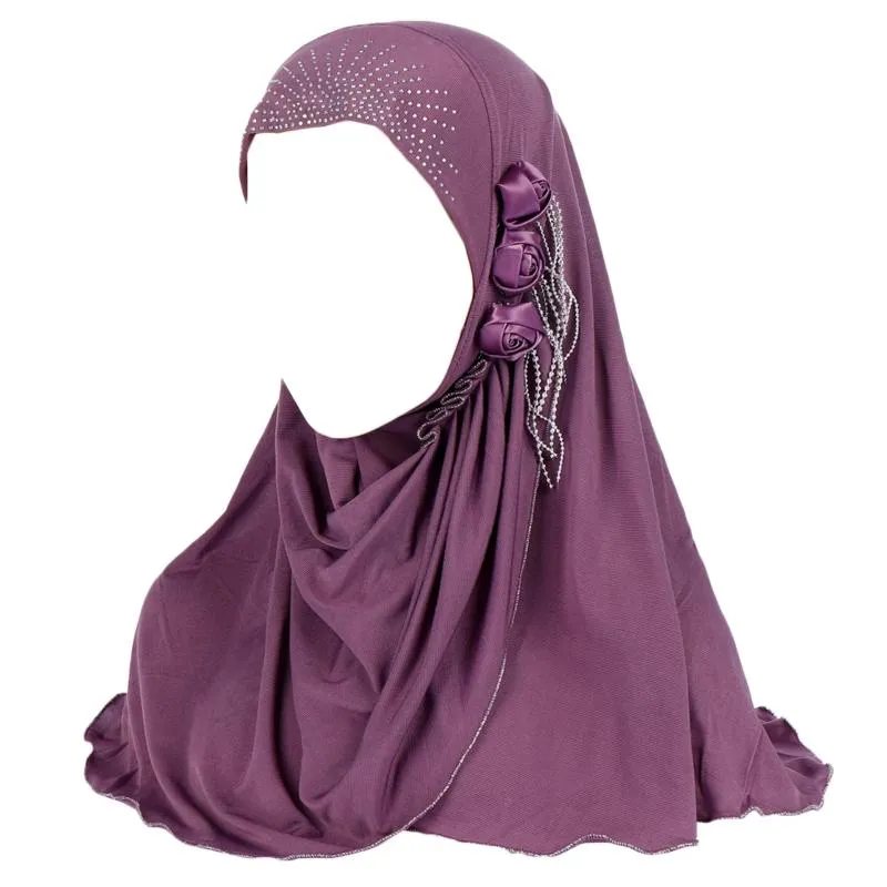 Kadınlar Müslüman Hicap Kapağı Uzun Baş Kafa Eşarp Sarp Sarpı İpek Çiçek Püskülleri Türban Şapkası M7DD236D