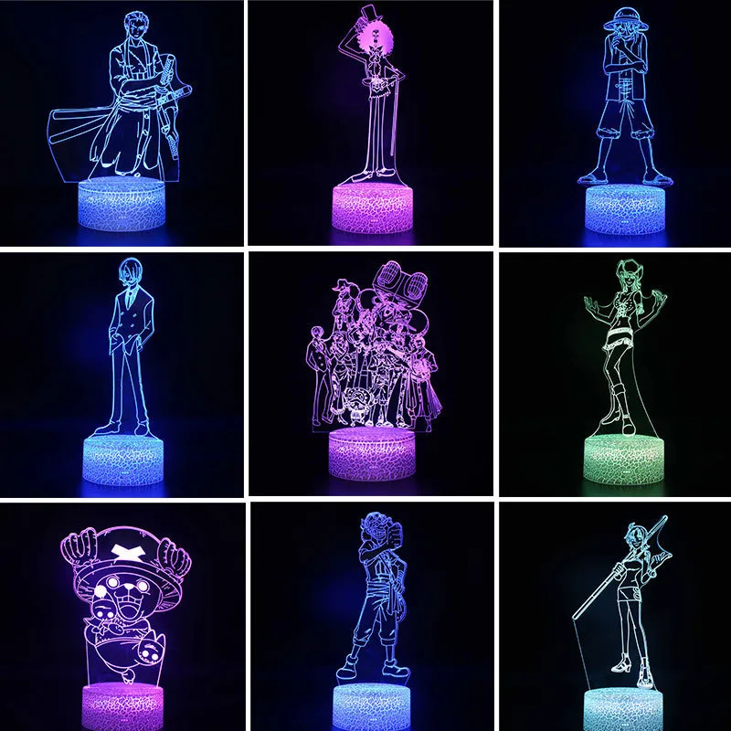 3D Anime Night Light One -Stück Figur Luffy Team Zoro Nami Usop Sanji Robin Brook LED 3D -Nachtlampe für Kinder Kindergeschenke Spielzeug 27701228