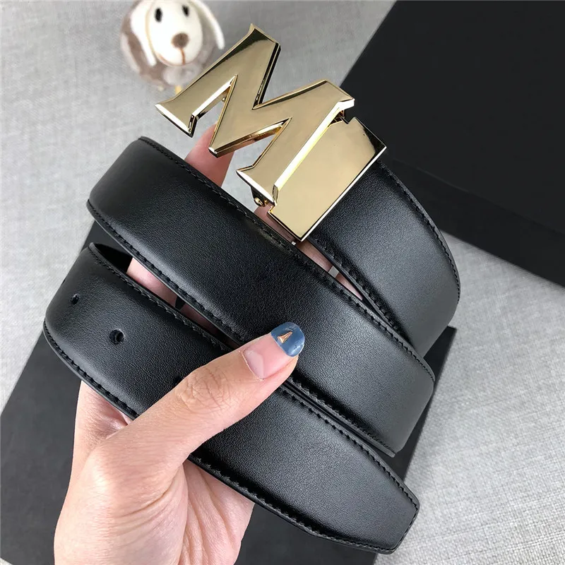 Copper Buckle Belts with Box Men's and Women's Leather Belts Smooth Buckle Dress Up Hipster Belts269W