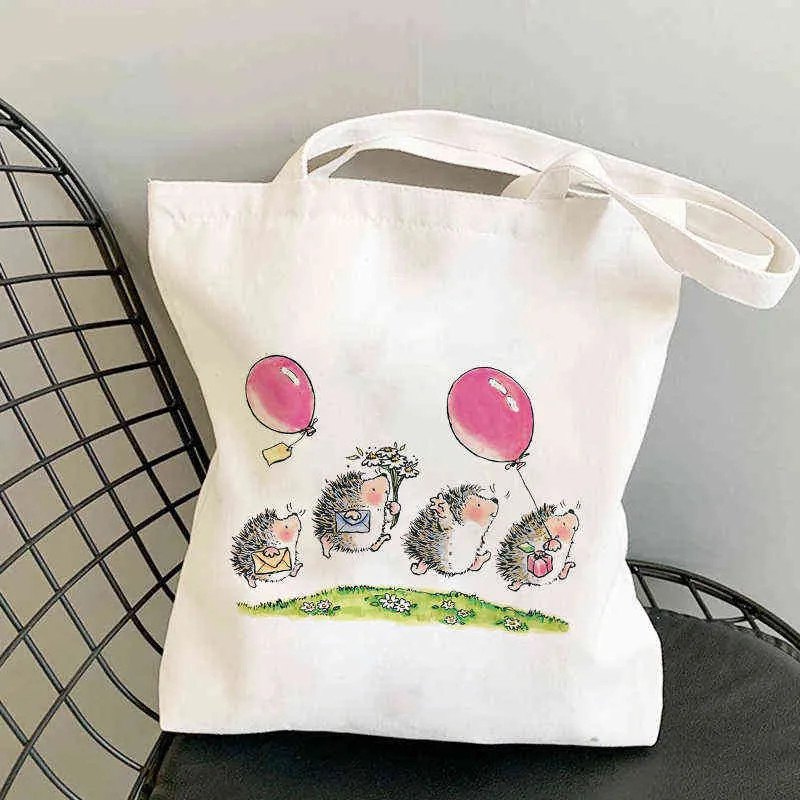 Nxy Shopping Bags Bolso De Hombro Lona Para Mujer Bolsa Compras Gran Capacidad Con Dibujos Animados Erizo Kawaii Manga La Playa 0209