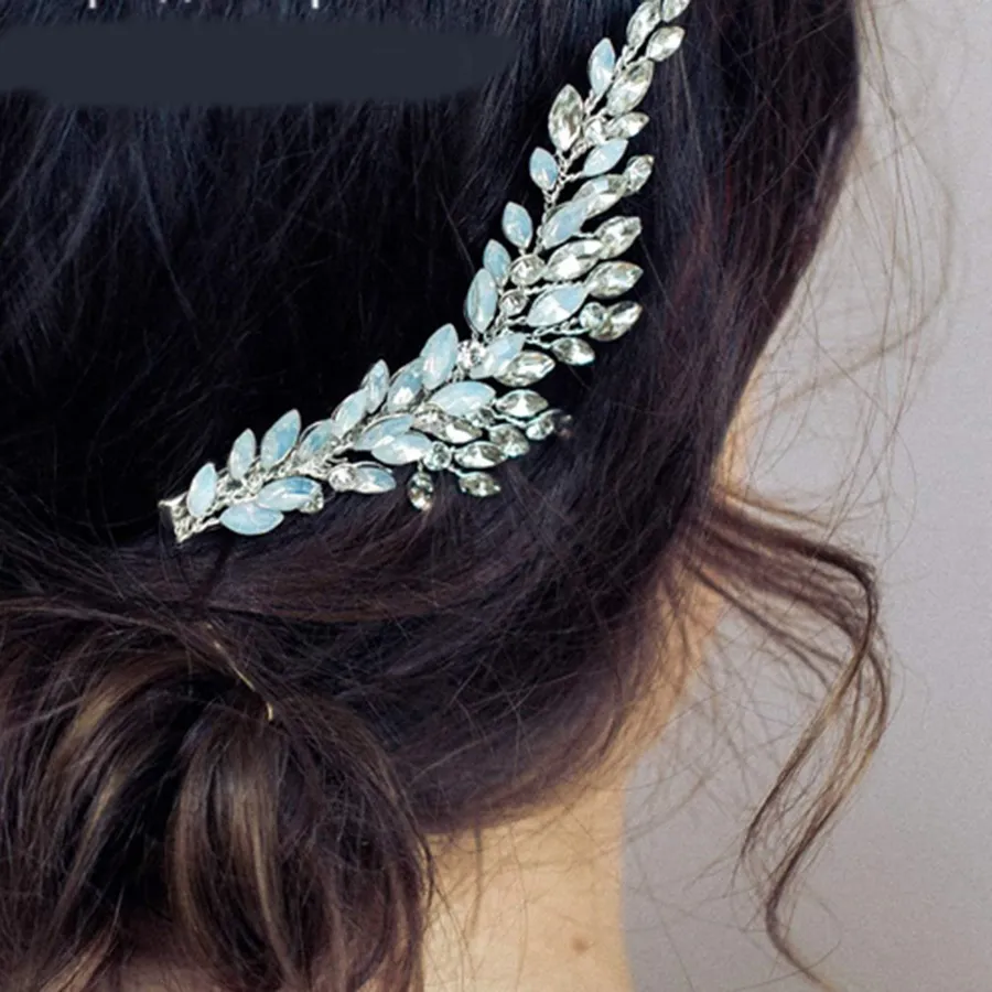 Le Liin Bride Opal Hair Clip Crystal Hairpin Bride Gold Hair Jewelry Wedding Hairpiece Y2004093642814