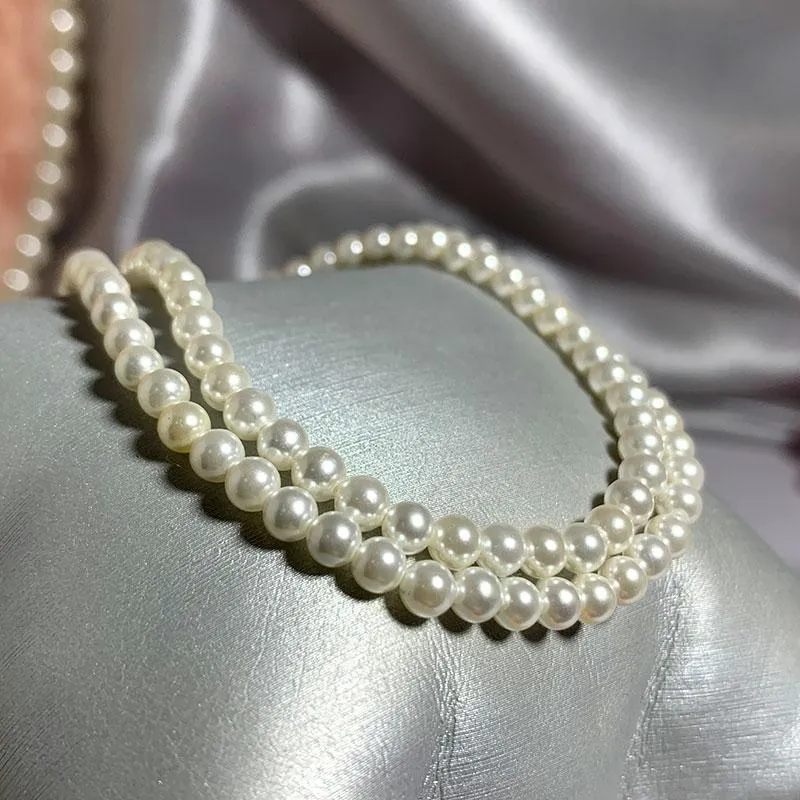 Chains Elegant 4mm Shell Pearl Necklace 40-60cm Size 925 Sterling Silver Tail Chain For Women Classic Jewelry Brilliant Light12605