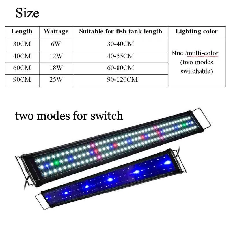 304060 cm Akwarium LED Lampa światła najwyższej jakości Lampa z akwarium z rozkładanymi wspornikami Diods do dekoracji akwarium Y200927600955