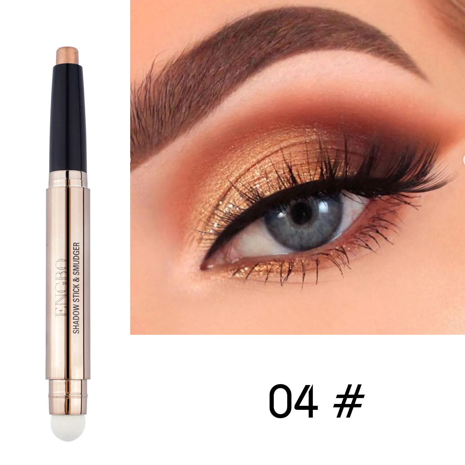 Double Eyeshadow Stick with Smudger Creamy Eyes Shadow Pencil and Blending Brush Shimmer Blue Red Green Make Up