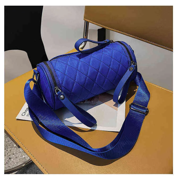 Sacos de compras Monnet cauthy verão novo para mulheres moda casual crossbody cor sólida azul azul zíper preto meninas balde saco 220314