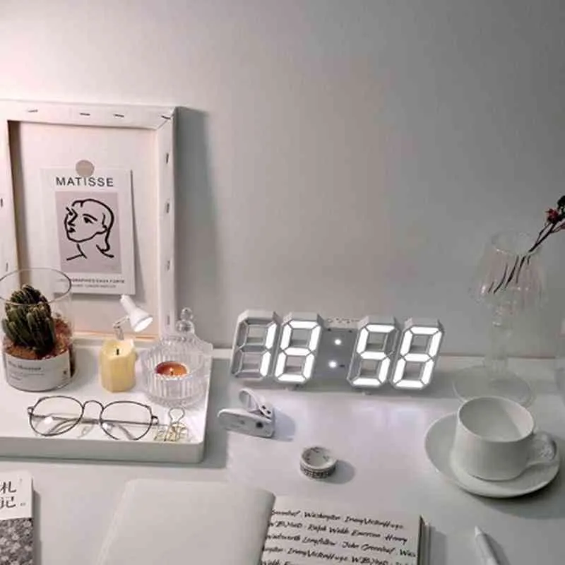 3d vakna upp nattljus USB LED Digital väggklocka bordsbord Larmklocka Display Elektronisk klocka Heminredning H1230