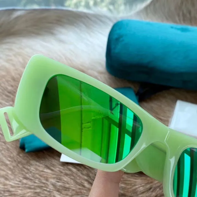 Флуоресцентные неоновые зеленые овальные тонкие солнцезащитные очки для женщин и мужчин 0517 des lunettes de Soleil 52 мм модные солнцезащитные очки унисекс UV400 Prodect277h