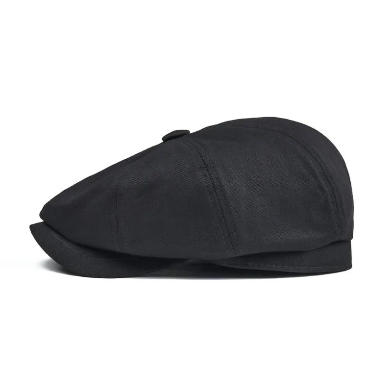 Sboy Hats BOTVELA Cap Men's Twill Cotton Eight Panel Hat Women's Baker Boy Caps Retro Big Large Male Boina Black Beret 0339E