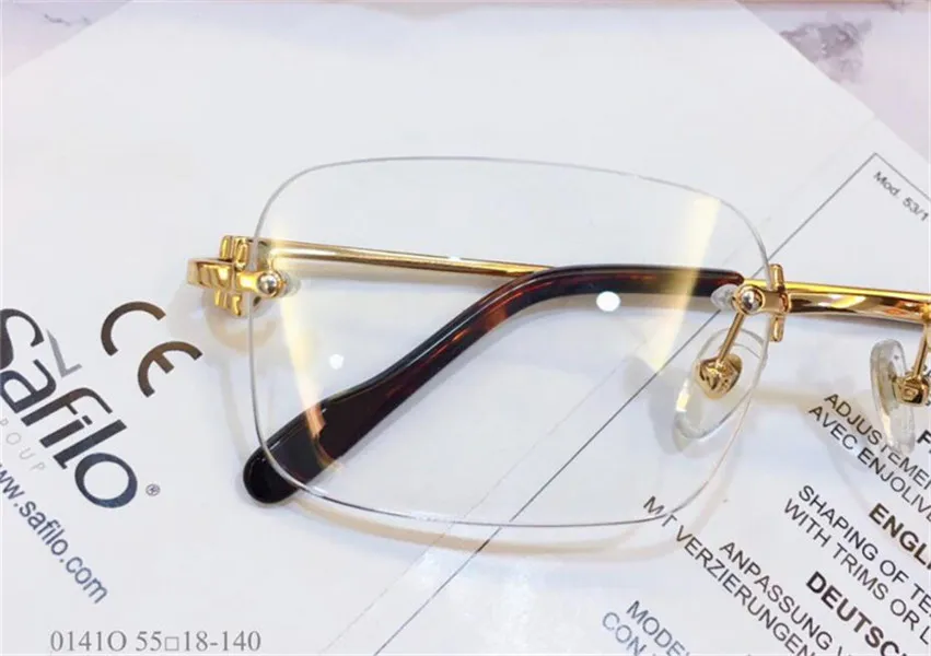 Bütün yeni moda tasarımı optik gözlük 0141 retro metal rimless şeffaf lens iş tarzı retro klasik şeffaf gl2634