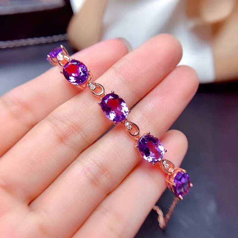 Nuovo Bracciale gemme di gemma di cristallo viola di lussuoso color gol di ghiottino.