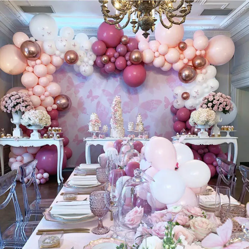 palloncini macaron arco pastello bianco rosa ballon ghirlanda oro metallo coriandoli globos decorazioni feste di nozze baby shower palla MZ T200526