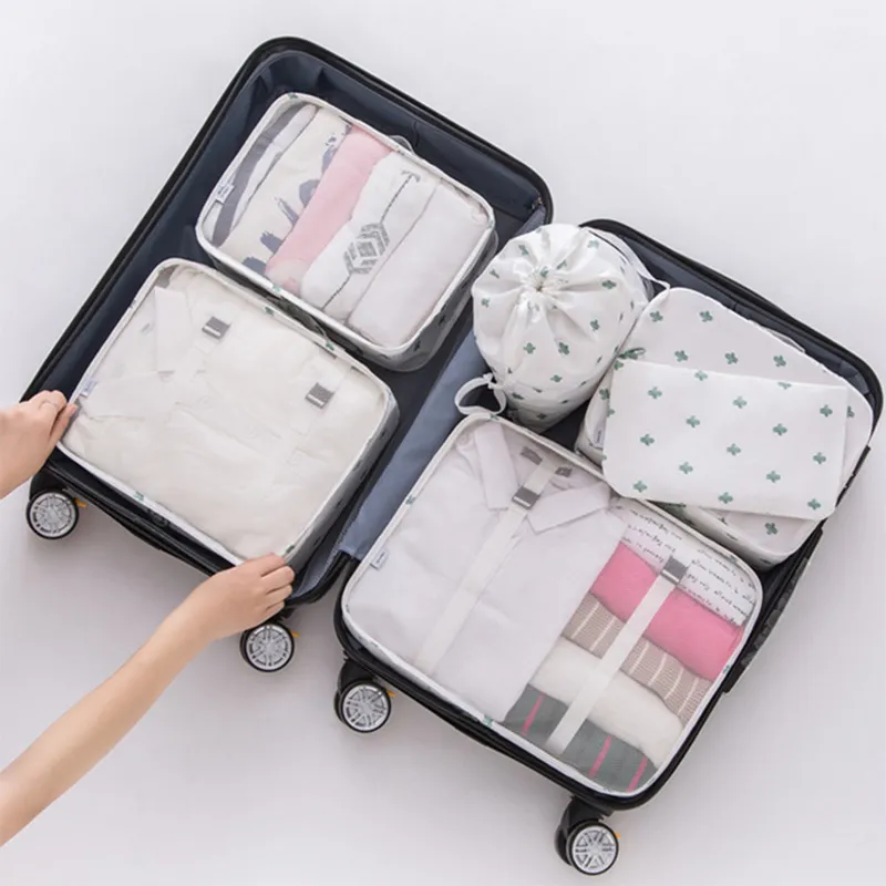 Travel Luggage Organizer Sets Storage Bag Clothes Zip Makeup Bags Portable Waterpoof Clothing Zipper bundle Pocket Pouch T200710