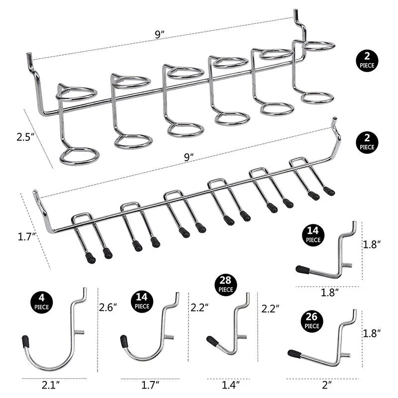 Pegboard Hook Ortment Pegboard Accessoires Kit Peg Hooks mit Metallhaken Set PEG Locks12215