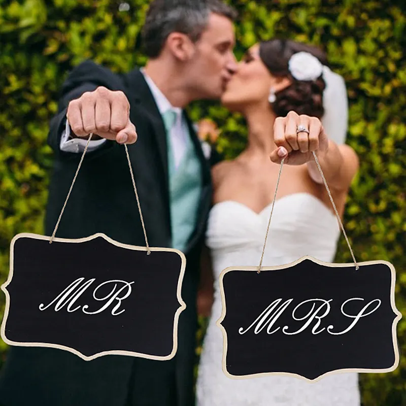 Rustieke Huwelijk Houten Blackboard Mr Mrs Bridal Douche Decoratie Photobooth Verjaardag Party DIY Home Decor Sign Message Board