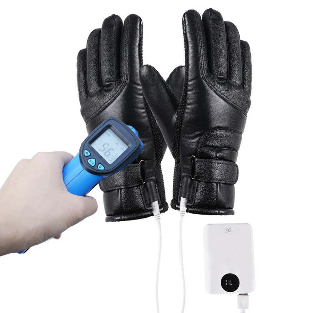 Luvas aquecidas elétricas de inverno à prova de vento, ciclismo, aquecimento quente, tela sensível ao toque, luvas de esqui alimentadas por USB para homens e mulheres 201104228t