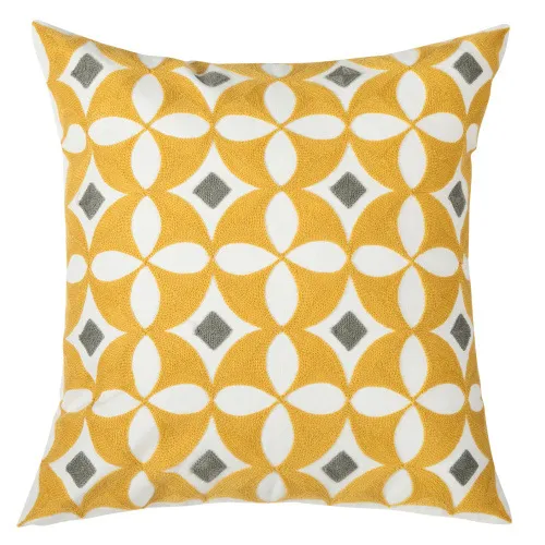 45 cm/18 pouces carré géométrique broderie coton housse de coussin oreiller couvre feuille florale décoratif canapé coussins taies d'oreiller