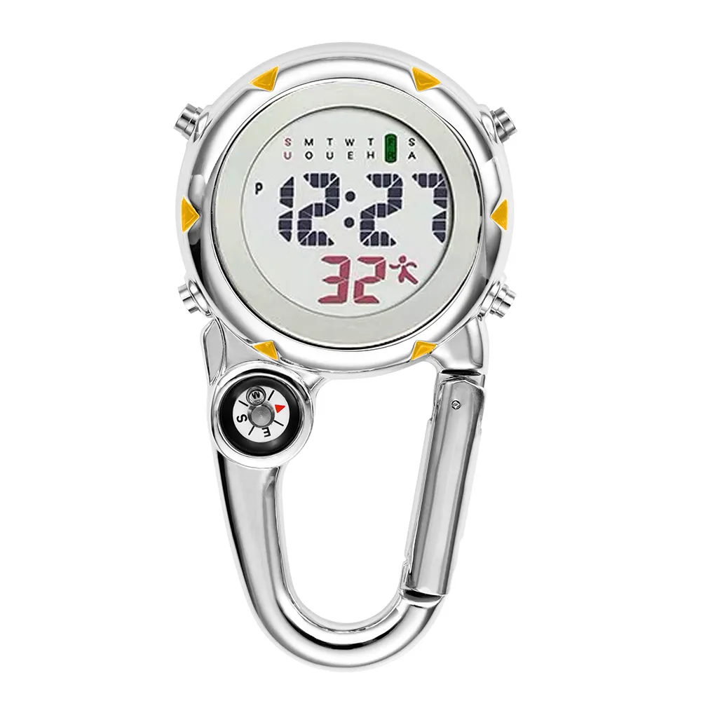 Digital Carabiner Clip Sport Hook Clock Hospital Gift Electronic Luminous Multi-Function FOB Nurse Watch Outdoor Sport Watch LJ2012410
