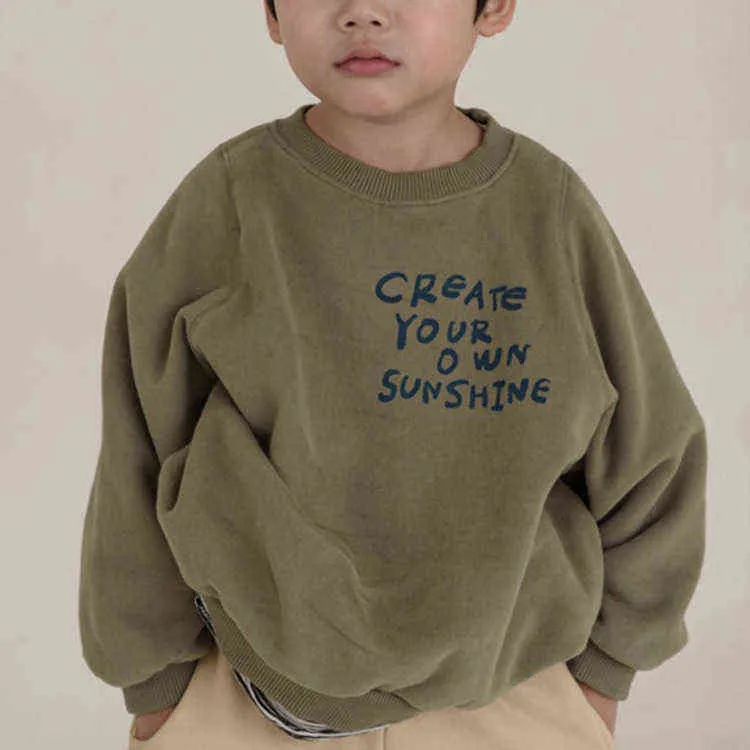 Children's Korean winter clothing new T loose casual print letter long-sleeved baby sweater jacket G1224