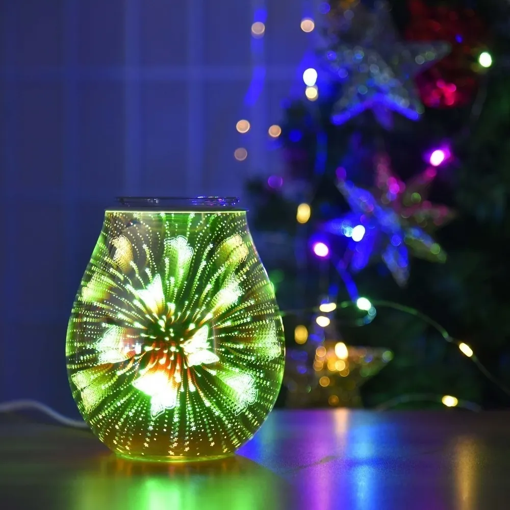 Oil Diffuser Electric Candle Warmer Glass Tart Burner Butterfly Effect Night Light Wax Melt Warmer Aroma Decorative Y20041279S