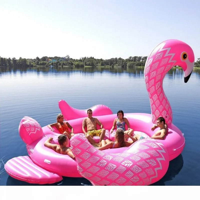 Fits Seven People 530cm Giant Peacock Flamingo Unicorn Inflatable Boat Pool Float Air Mattress Swimming Ring Party Toys boia226x