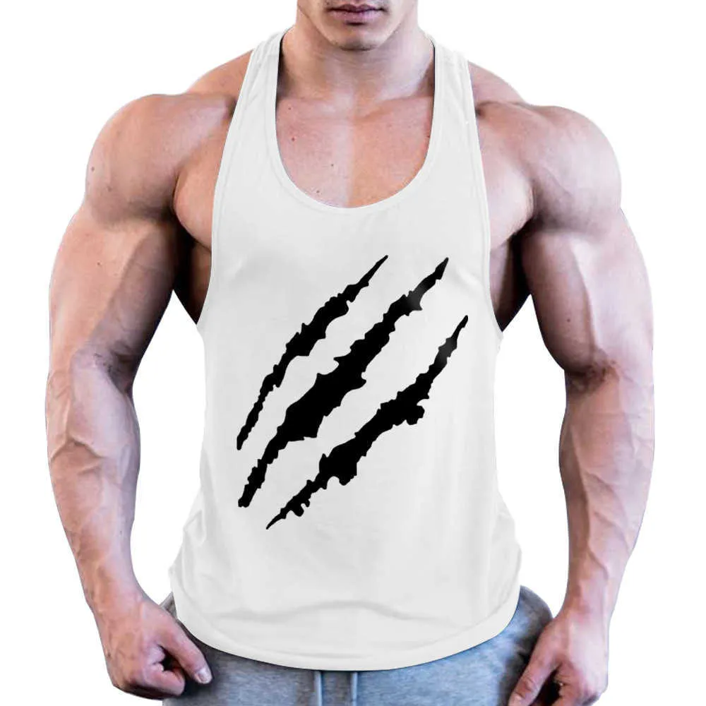 Design Mens T-shirts Fashion Animal Scratch Print Top Loose and andable Solid Color Vest