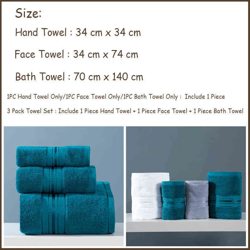 3-teiliges weiches Handtuch-Set für Bad, Gesicht, Hand, Badezimmer-Sets, braun, grau, 100 % Baumwolle, hochwertige Sportarten, 211221