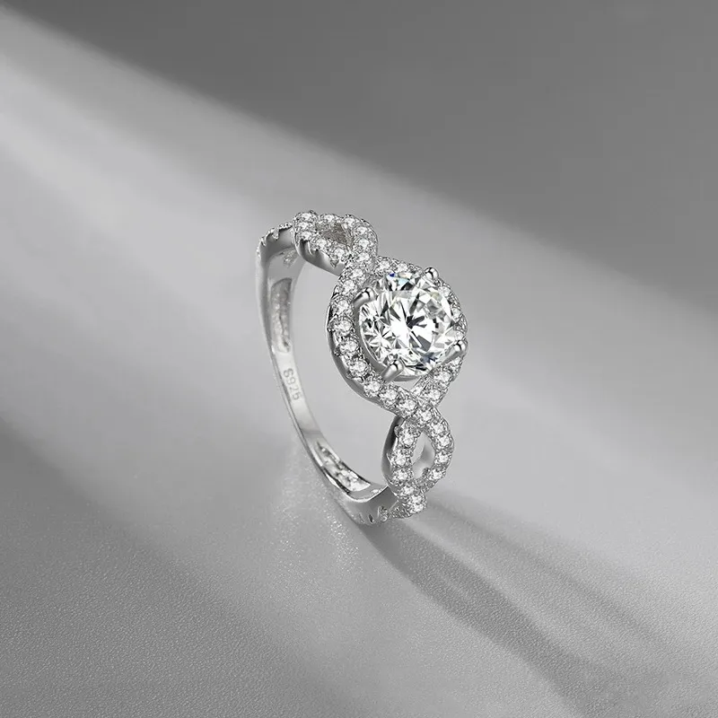 Европейская и американская мода S925 Серебряное изысканное кольцо Микро-инкрустированный алмаз выдолбленный роскошный элегантный женский ювелирные изделия подарок