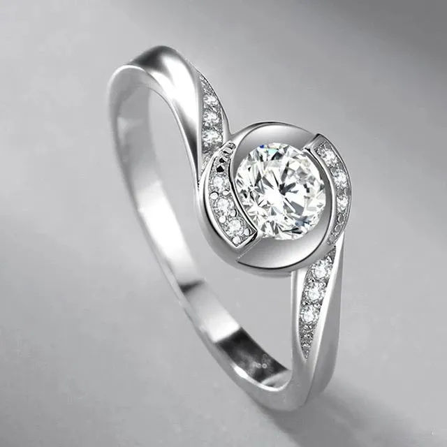 아메리칸 D 컬러 Moissanite 라운드 다이아몬드 S925 플래티넘 도금 패션 결혼 반지 간단한 여성 보석
