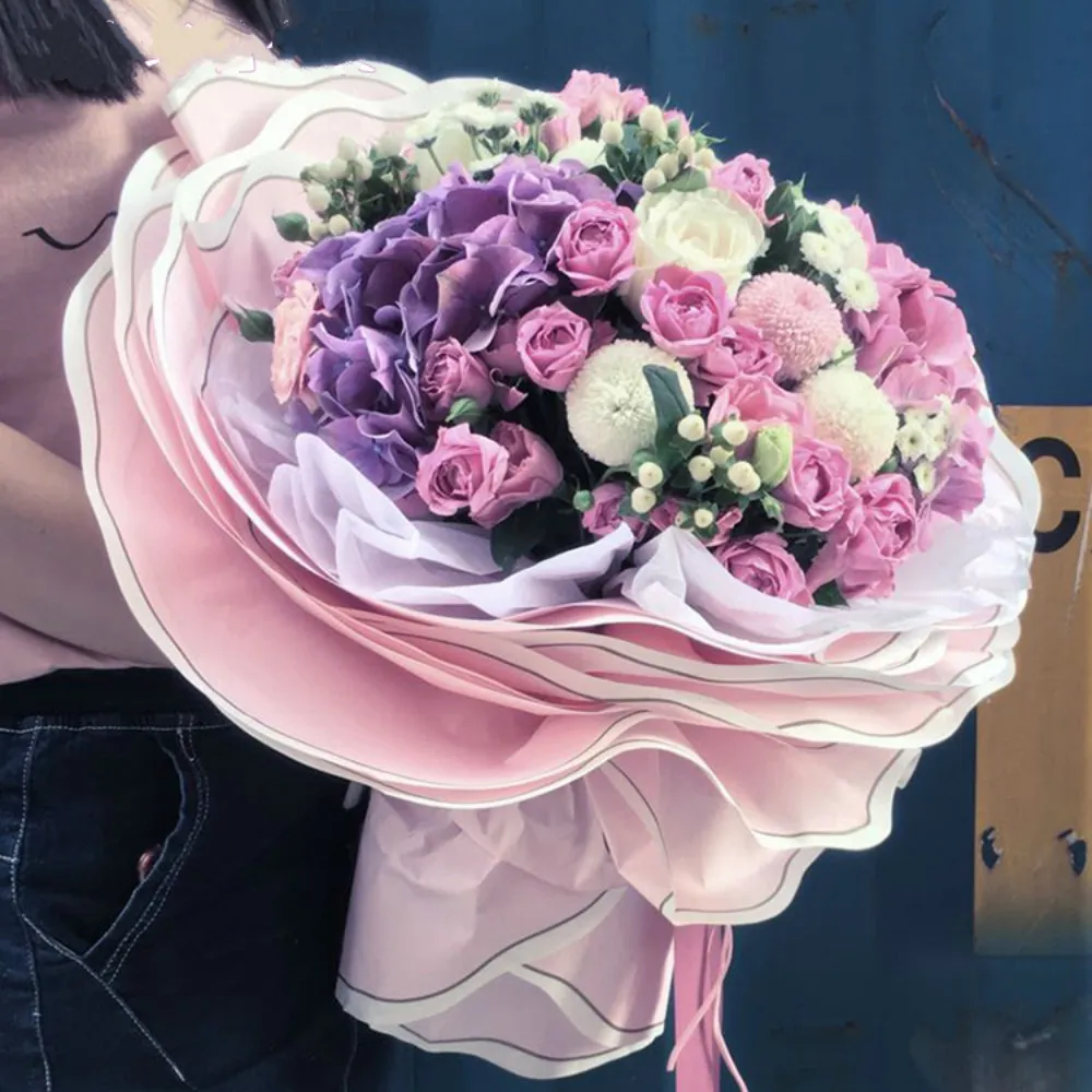 Papier d'emballage de fleurs à bords ondulés ronds, valse coréenne, cercle de vague, fleuriste, emballage de fleurs, décoration de bouquet, 20 piècesY201006