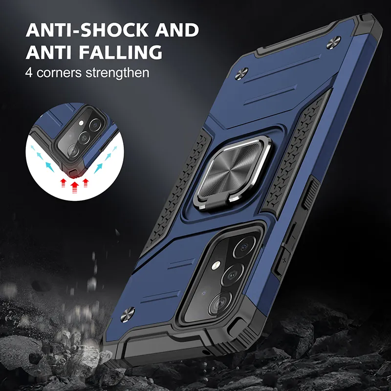 Magnetic Metal Ring Holder Armatura Casse del telefono antiurto Samsung Galaxy A52 A72 A32 A42 A22 A82 A12 A02 A02S Cover posteriore