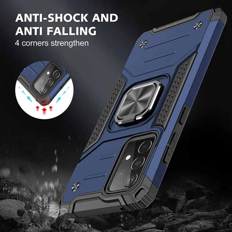 Magnetische metalen ringhouder Armor schokbestendige telefoon gevallen voor Samsung Galaxy A52 A72 A32 A42 A22 A82 A12 A02 A02S achterkant