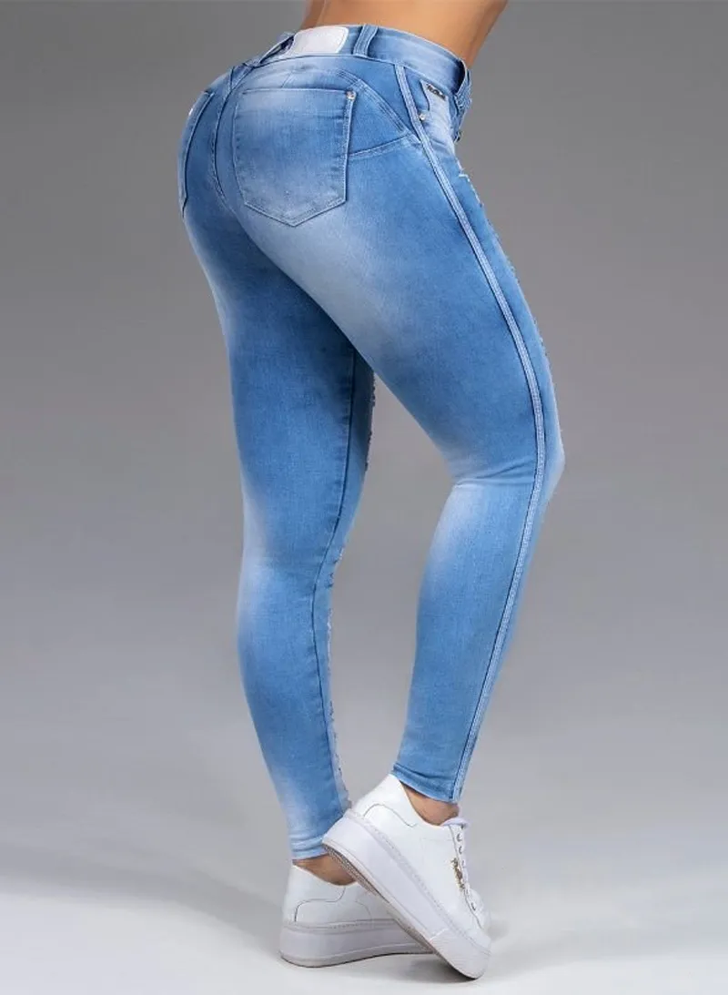 Jeans Rasgados Mujer Pantalones Cintura Alta Estética De 15,84 | DHgate