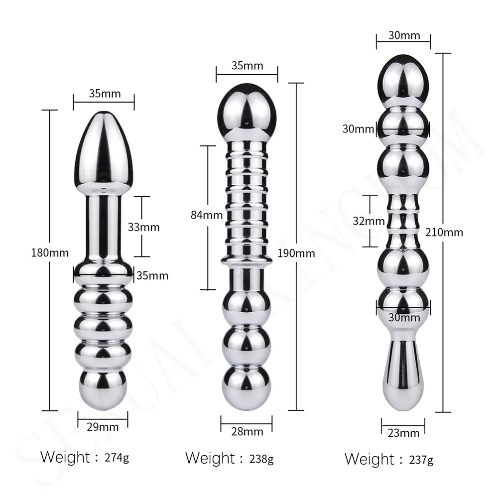 Masaje Tapón anal de acero inoxidable liso Butt de metal Grano anal Masturbador femenino Masaje de próstata Juguete sexual erótico para adultos para mujer y hombre