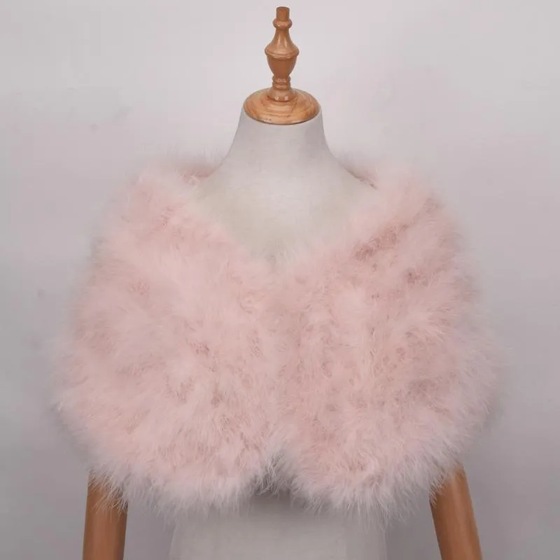 スカーフ本物のダチョウの毛皮のショールエレガントな白い羽コートウェディングボレロスブライダルジャケットイブニングドレスのためのブライダルジャケット197y