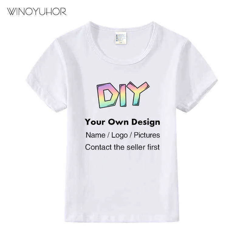 Din egen design / bild Custom Print Tshirt Boys Girls Diy Bomull T-shirt Barn Kids Sommar Kortärmad T-shirt Kläder G1224