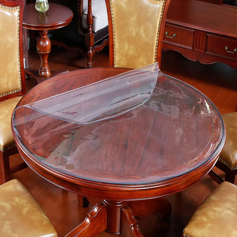 Pvc Table Topper Round Waterproof PVC Round white tablecloth with...