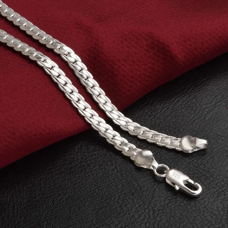 Ожерелье 5 мм 50 см, мужские ювелирные изделия, новая мода, стерлинговое серебро 925 пробы, большая длинная, широкая, модная мужская полная боковая цепочка для подвески1257j